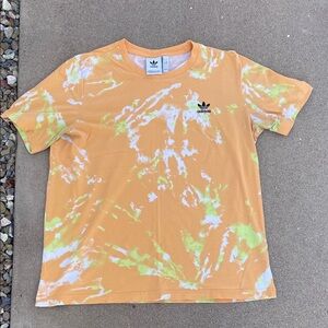 🧡💛 Adidas Orange and White Tie-Dye Tee - Men’s Large